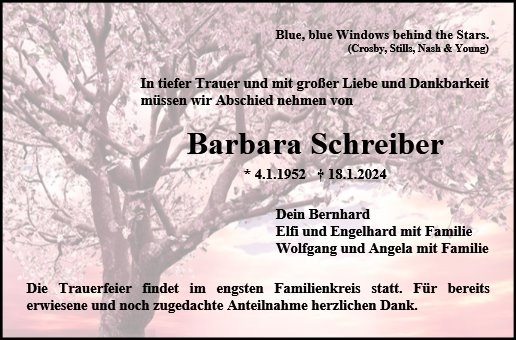 Erinnerungsbild für Barbara Schreiber