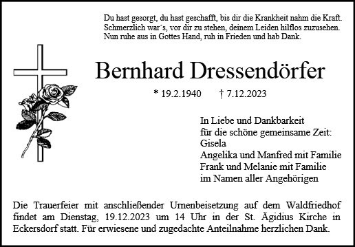 Erinnerungsbild für Bernhard Dressendörfer