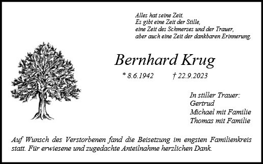 Erinnerungsbild für Bernhard Krug
