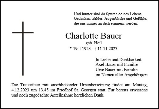 Erinnerungsbild für Charlotte Bauer