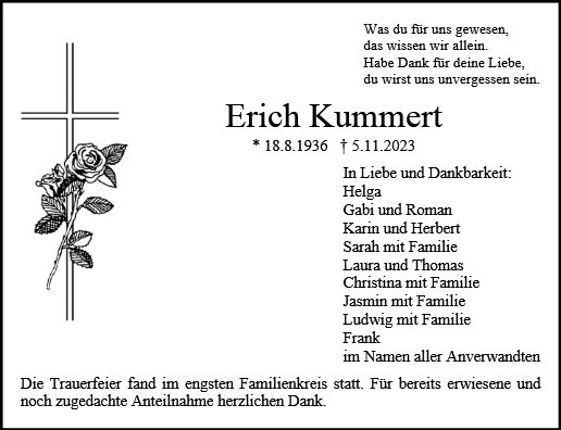 Erinnerungsbild für Erich Kummert