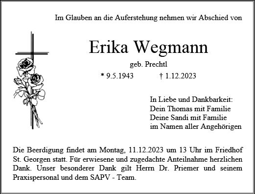 Erinnerungsbild für Erika Wegmann