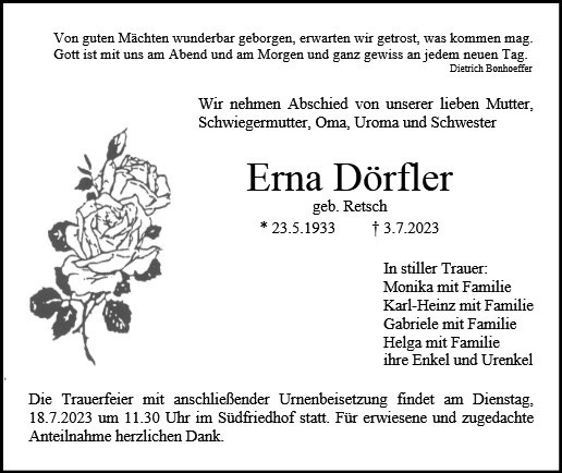 Erinnerungsbild für Erna Dörfler