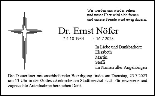 Erinnerungsbild für Dr. Ernst Nöfer