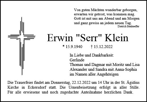 Erinnerungsbild für Erwin Klein