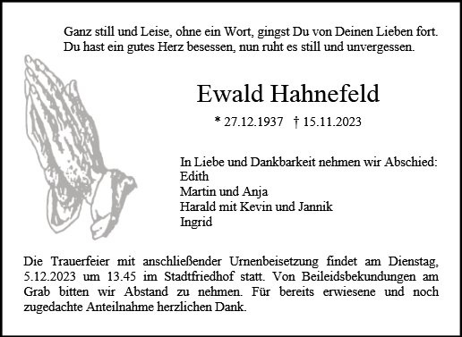 Erinnerungsbild für Ewald Hahnefeld