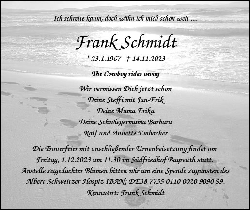 Erinnerungsbild für Frank Schmidt