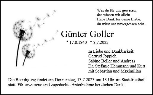 Erinnerungsbild für Günter Goller
