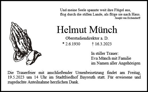 Erinnerungsbild für Helmut Münch
