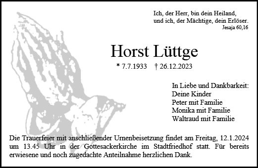 Erinnerungsbild für Horst Lüttge