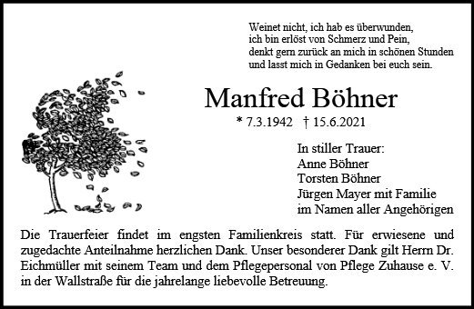 Erinnerungsbild für Manfred Böhner