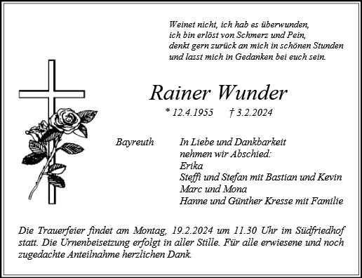 Erinnerungsbild für Rainer Wunder