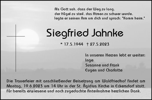 Erinnerungsbild für Siegfried Jahnke