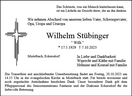 Erinnerungsbild für Wilhelm Stübinger